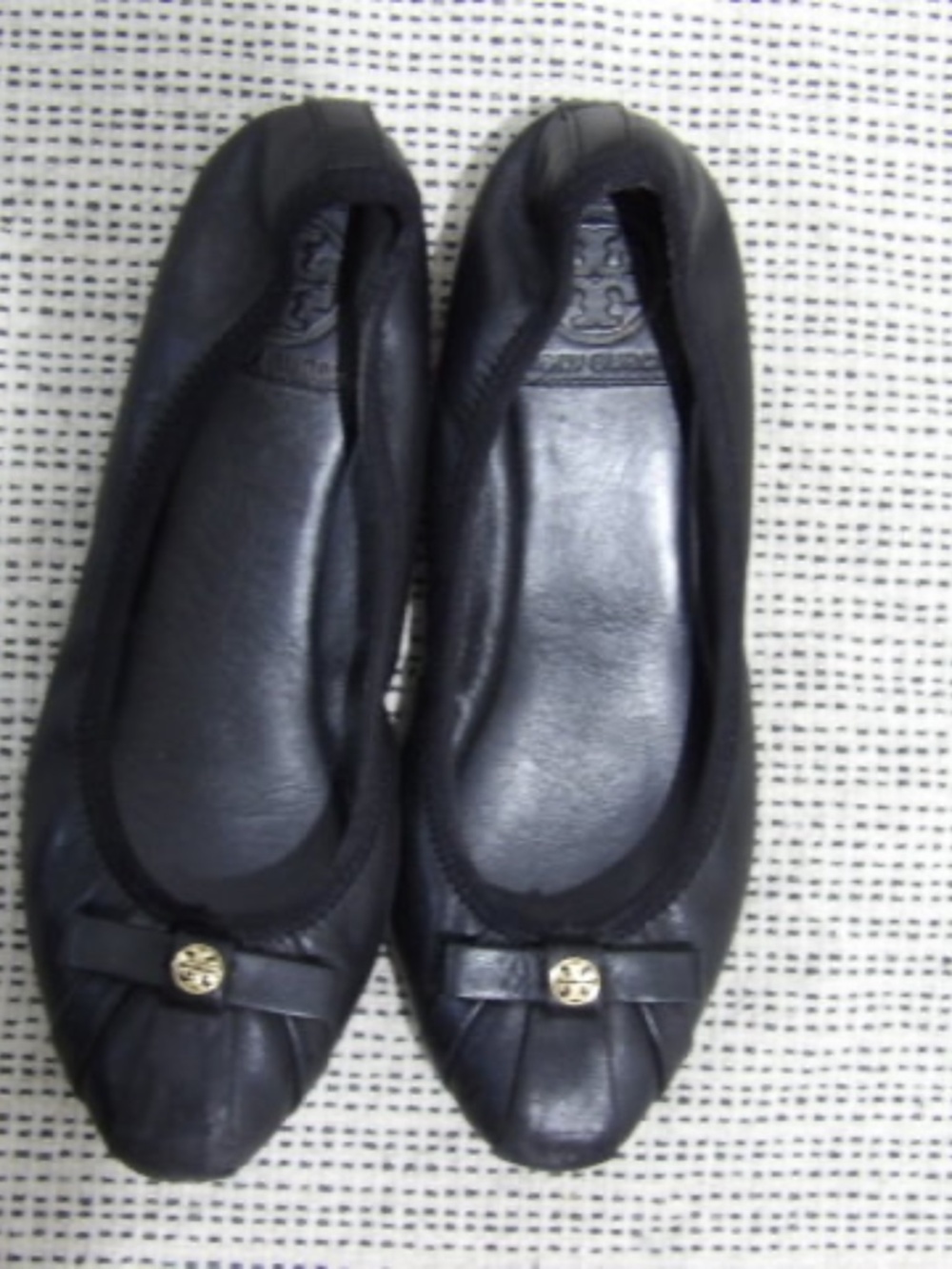 Tory Burch Black Ballet Flats | Gold Logo | Leather | Size 5.5